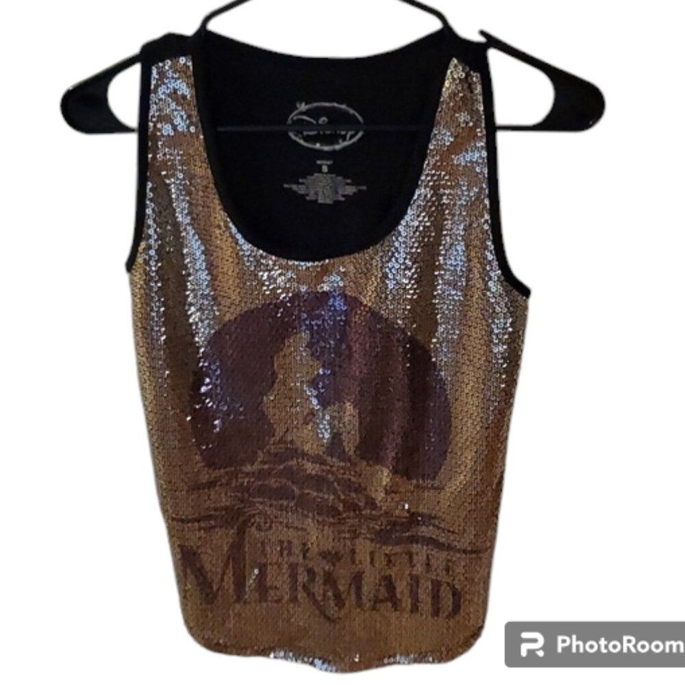 Disney Little Mermaid Ariel Sequin Tank Top Bronze Black Women’s S